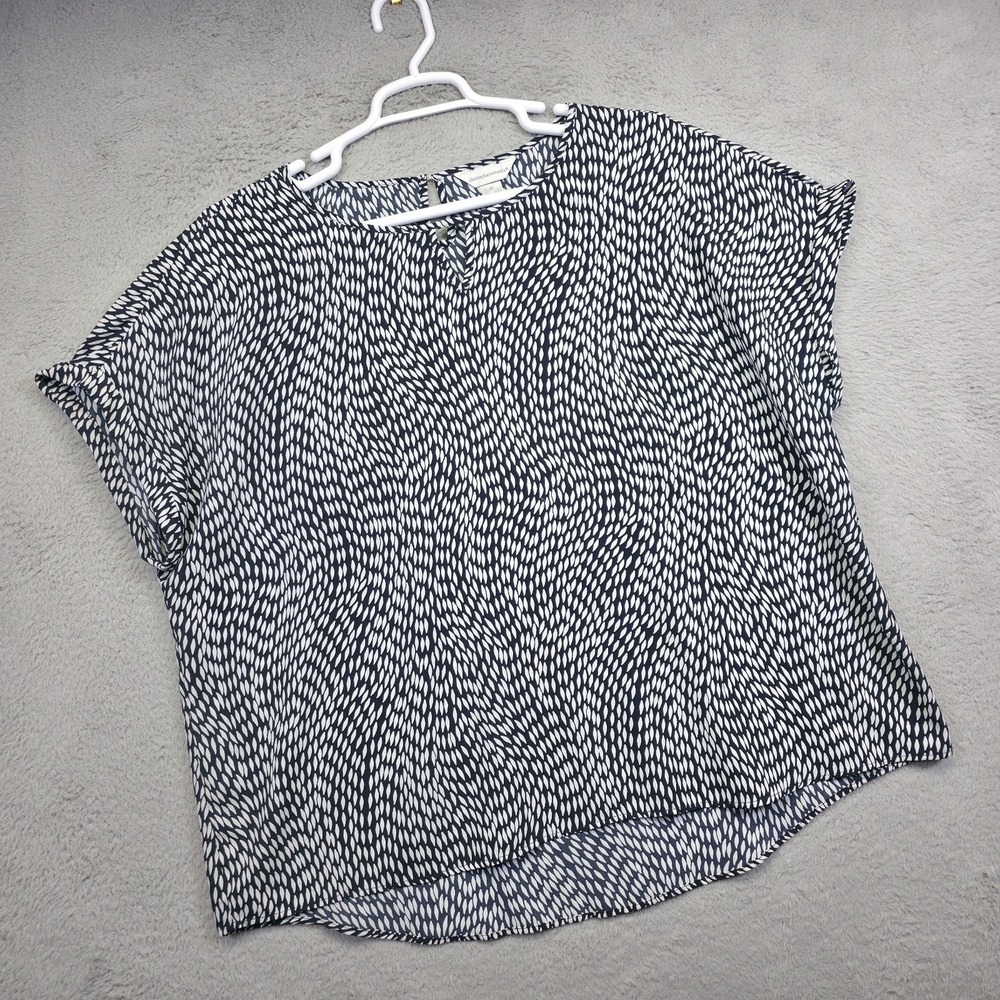 Christopher Banks Top Womens Plus Size 2X Blue White Abstract Modern Lightweight